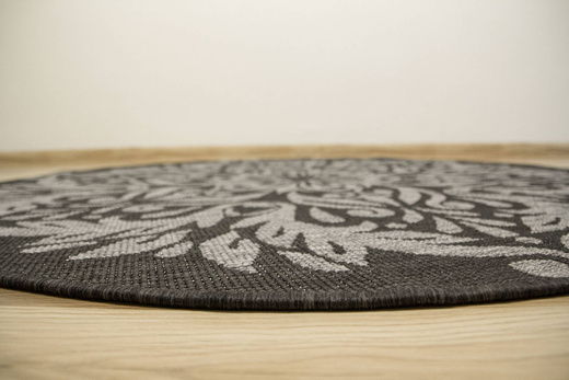 Okrągły Dwustronny Dywan Sznurkowy Brussels 205168/11010 Night Silver Ornament Outdoor