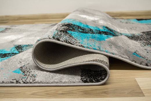 Chodnik Victoria B885Ad.g Trójkąty Turkus Szary Przecierany szerokość 70 cm