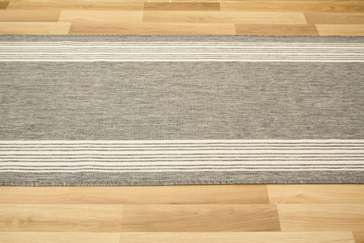 Dwustronny Sznurkowy Chodnik Brussels 205072 Szary Krem Paski szerokość 80 cm