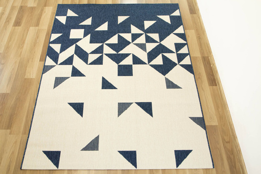 Dywan Sznurkowy Dwupoziomowy Vigo 20401/994 Granatowy Krem Trójkąty