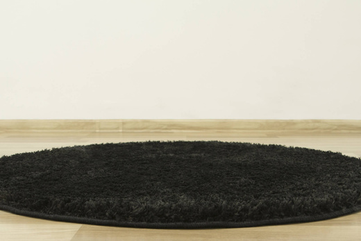 Okrągły Dywan Boho 111 black Czarny Shaggy