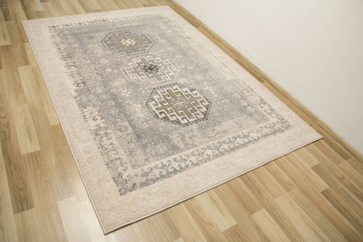 Wełniany Dywilan Moon Ashan Silver Ornament Szary Niebieski