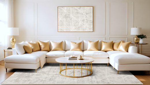 Dywan Illusion H017A creamHB/l.grey Szary Krem Lśniący Marmur Linie