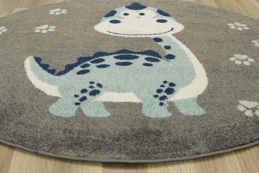 Okrągły Dywan EMILY KIDS 5860B turkus/d.gri Dinozaur