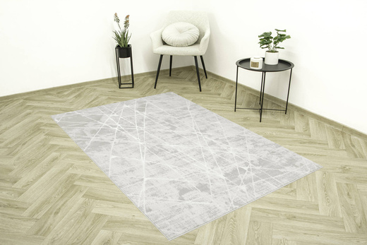 Dywan Illusion H017A creamHB/l.grey Szary Krem Lśniący Marmur Linie