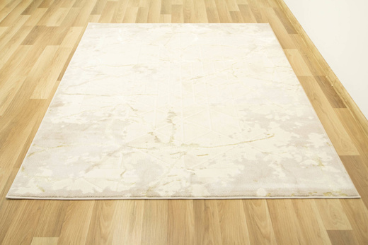 Lśniący Dywan Allora Plus B919A cream/cream Marmur Trójkąty Beż Krem Złoto