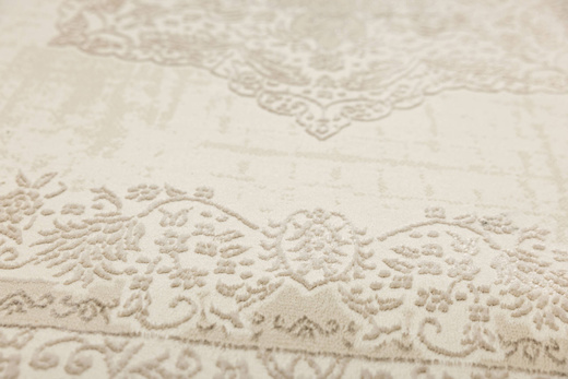 Lśniący Dywan Allora Plus F344A Ceam/Silver Krem Srebrny Kaszmir Ornament