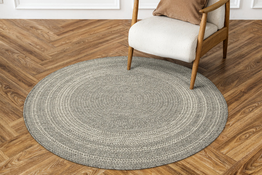 Okrągły Dwustronny Dywan Sznurkowy Brussels 205670/10010 Silver Szary Krem Kółka Outdoor