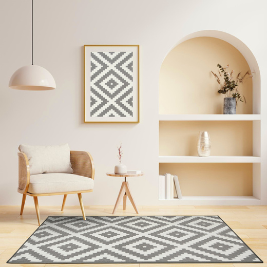 Antypoślizgowy Skandynawski Dywan Romby Szare