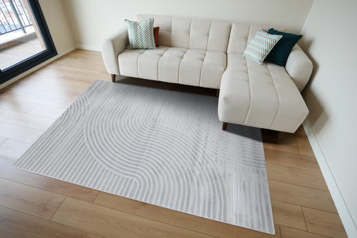 Dywan Nantes NT130G Grey/Grey Szary Pasy Geometria