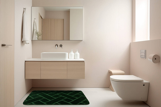 Dywanik Łazienkowy Antypoślizgowy Lotus Dark Green Butelkowa Zieleń Cegiełka