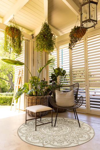 Okrągły Dwustronny Dywan Sznurkowy Brussels 205333/10610 Linen Beż Krem Rozeta Outdoor