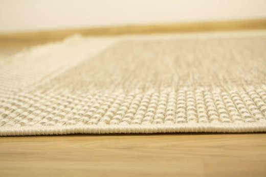 Dywan Sznurkowy Oria 88013/YV7-J Beż Krem Szary Ramka Gruby Splot z frędzlami