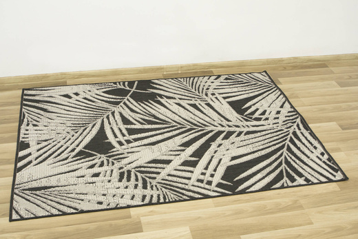 Dywan Sznurkowy Lejda 12506/591 Antracyt Beż Liście Palmy