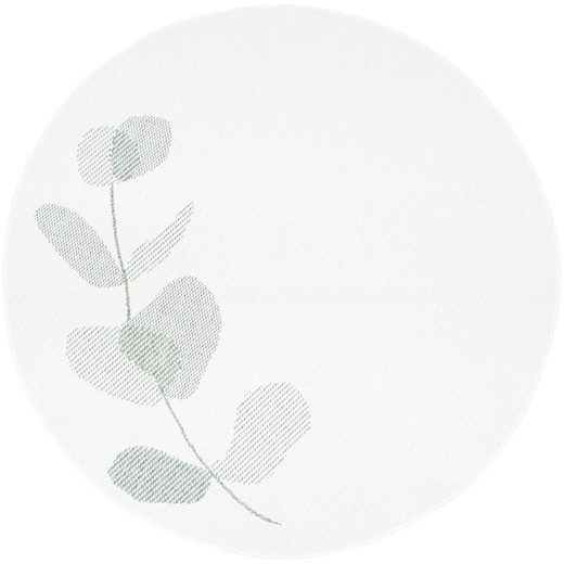 Okrągły Dwustronny Dywan Sznurkowy Brussels 205632/10520 green Zieleń Krem Listki Outdoor