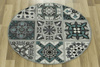 Antypoślizgowy Okrągły Dywan Patchwork Turkus