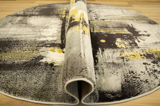 Owalny Dywan Victoria 7657A grey/antracyt O Abstrakcyjny Antrayt Żółty Krem