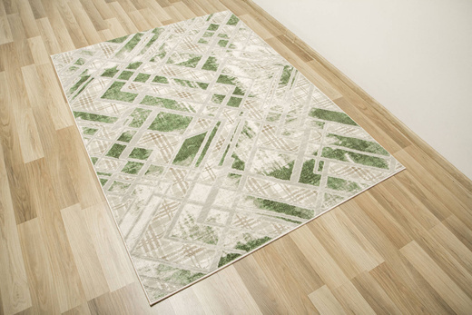 Dywan Garda P1149 Green Zieleń Beż Romby Marmur