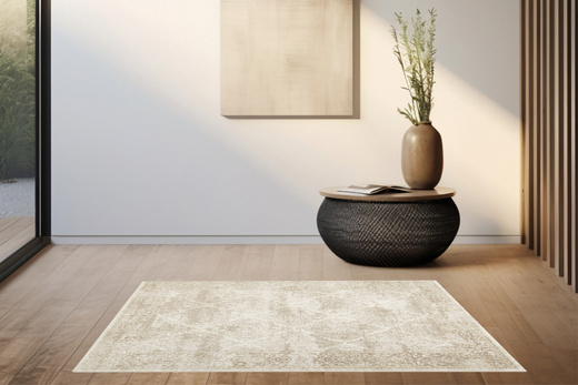 Lśniący Dywan Allora Plus 7754A l.beige Beż Krem Złoty Ornament