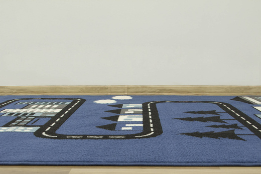 Dywan Kids 534451/94955 Jeans Niebieski Czarny Ulice Domki