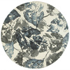 Okrągły Dywan Liście Szaro-Granatowe akwarela