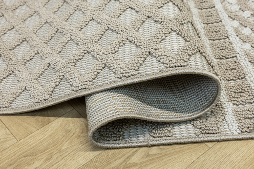 Dywan Milano 027 vizon/beige Beż Krem Romby Frędzelki