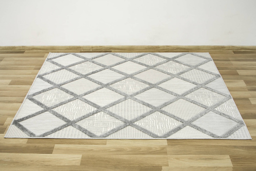 Dywan Sznurkowy Stella D413A l.grey/d.grey Romby Szary Srebrny Krem