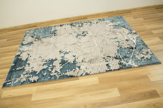 Lśniący Dywan Allora Plus B919A l.grey/blue Marmur Trójkąty Szary Turkus