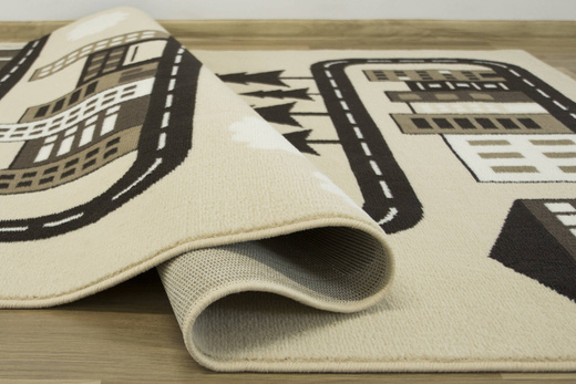 Dywan Kids 534451/97955 ivory Beż Brąz Krem Ulice Domki