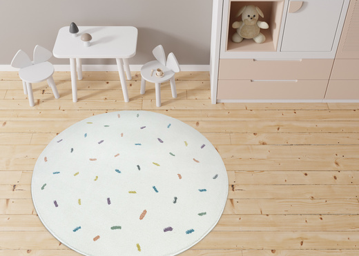 Okrągły Dywan Lima M039A cream/blue Krem Kreski