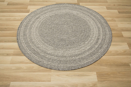 Okrągły Dwustronny Dywan Sznurkowy Brussels 205670/10010 Silver Szary Krem Kółka Outdoor
