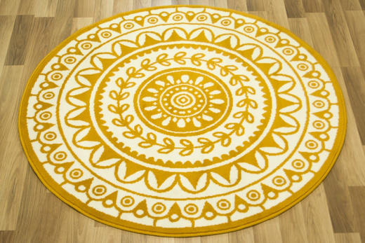 Okrągły Dywan Luna 503786/89955 mustard Musztardowo Kremowy