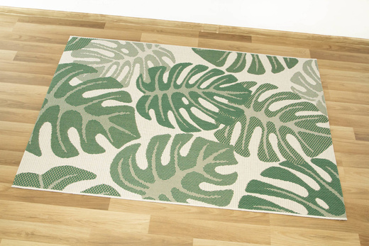 Dywan Sznurkowy Foggia 16703/460 Liście Monstery Zieleń Krem Beż