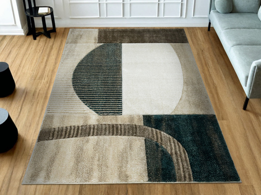 Dywan Kandy N372A l.beige/emeral Butelkowa zieleń Beż Fryz