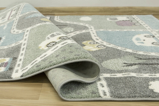 Dywan Dziecięcy Lima C262A l.grey/green Uliczki Pastelowy Turkus Miętowy