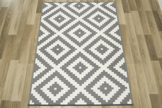 Antypoślizgowy Skandynawski Dywan Romby Szare