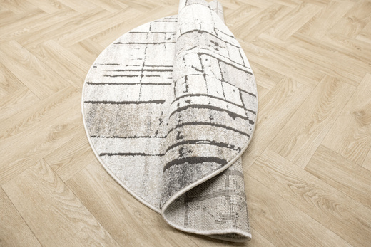 Dywan Okrągły Matara P157A l.grey/sp.antr Beż Szary Kwadraty