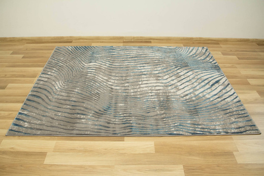 Lśniący Dywan Allora Plus 7804A d.greyHB/blue Szary Ciemny Turkus Fale