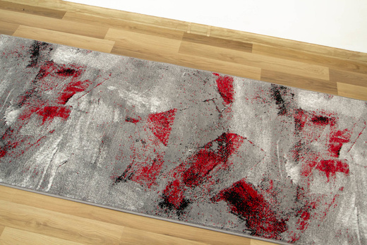 Chodnik Victoria B823A Red Czerwień Szary Przecierany szerokość 80 cm