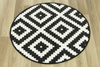Antypoślizgowy Okrągły Dywan Romby Czarne 91
