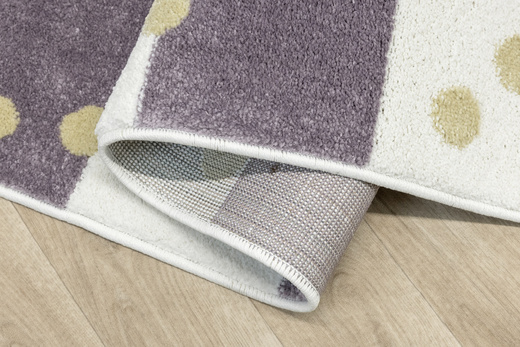 Dywan Półokrągły Dziecięcy Lima M044A cream/lila Fiolet Krem Zloty Paski