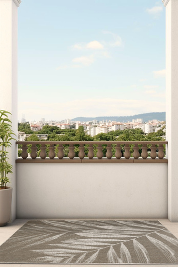 Dywan Dwustronny Sznurkowy Brussels 205768/10620 linen Jasny Beż Krem Liście Outdoor