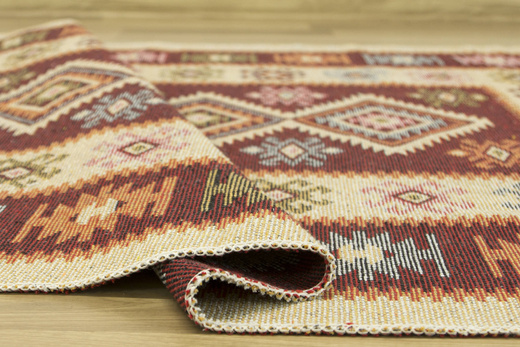 Dwustronny Dywanik Chodniczek Kilim Romby Bordo