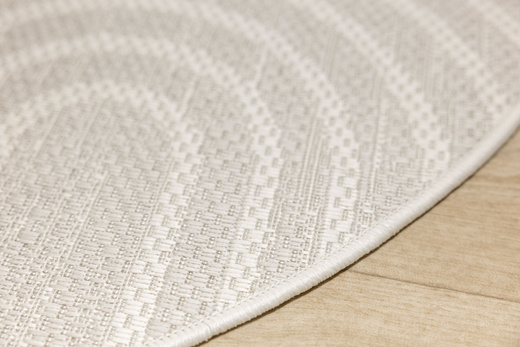 Okrągły Dywan Sznurkowy Haga 03606E cream/l.grey Krem Szary Geometria Outdoor