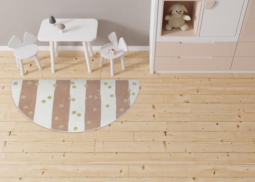 Dywan Półokrągły Dziecięcy Lima M044A cream/rose Róż Krem Zloty Paski