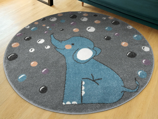 Okrągły Dywan Lima G965A l.grey/blue Szary Niebieski Słonik