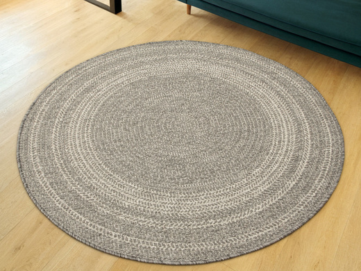 Okrągły Dwustronny Dywan Sznurkowy Brussels 205670/10010 Silver Szary Krem Kółka Outdoor