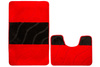 Komplet 2-częściowy Łazienkowy Fiori Red Czerwony Czarny Pasy Fale