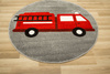 Okrągły Dywan Lima G752A l.grey/l.red Straż Pożarna Czerwony Szary