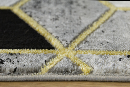 Dywan Diamond K4432G Szary Jasny Złoty Romby Bryły